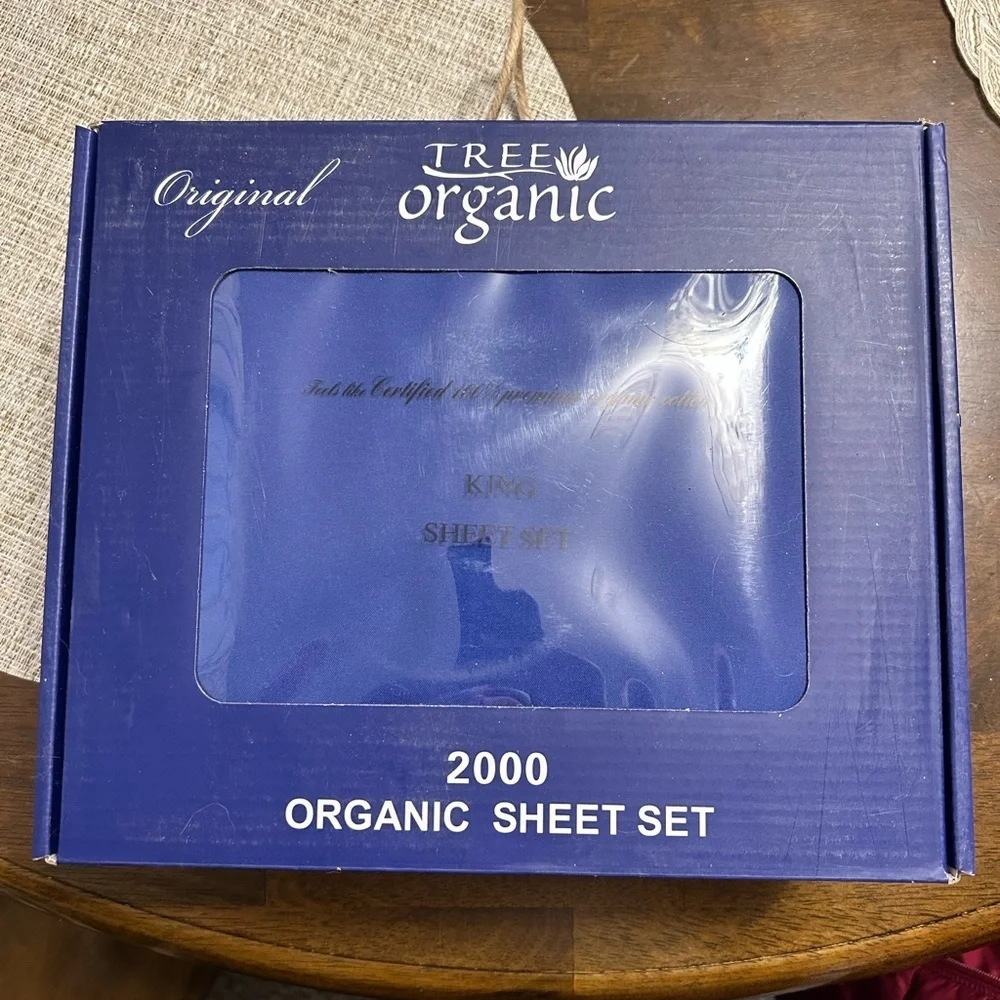 Tree Organic 2000 organic Blue 100% cotton King Sheet Set nwt